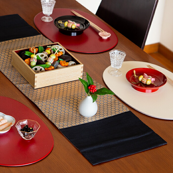 BAN INOUE　華わび裂ラナー　テーブルランナー 　黒