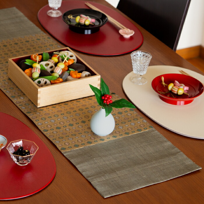 BAN INOUE　華わび裂ラナー　テーブルランナー 　けし炭