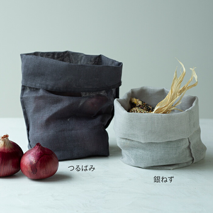 バンイノウエ　シンプルかや野菜袋　L　銀ねず　/　BAN INOUE