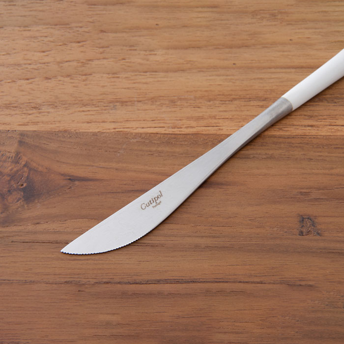 【訳あり】【正規品】クチポール　ゴア・ホワイト　シルバー　ディナーナイフ　/　Cutipol　GOA-White