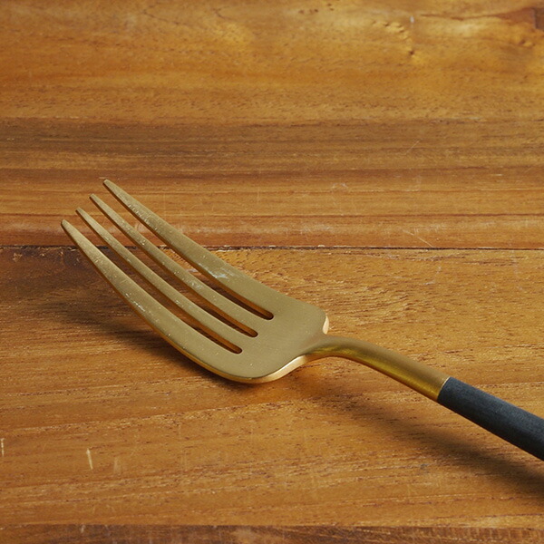 【訳あり】【正規品】クチポール　ゴア・ブラック　ゴールド　ディナーフォーク　/　Cutipol　GOA-Black