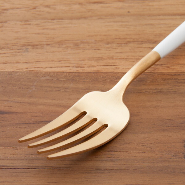 【訳あり】【正規品】クチポール　ゴア・ホワイト　ゴールド　ディナーフォーク　/　Cutipol　GOA-White