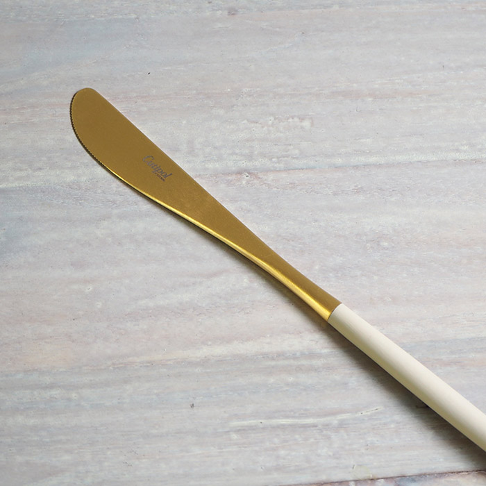 【訳あり】【正規品】クチポール　ミオ・アイボリー　ゴールド　ディナーナイフ　/　Cutipol　MIO-Ivory