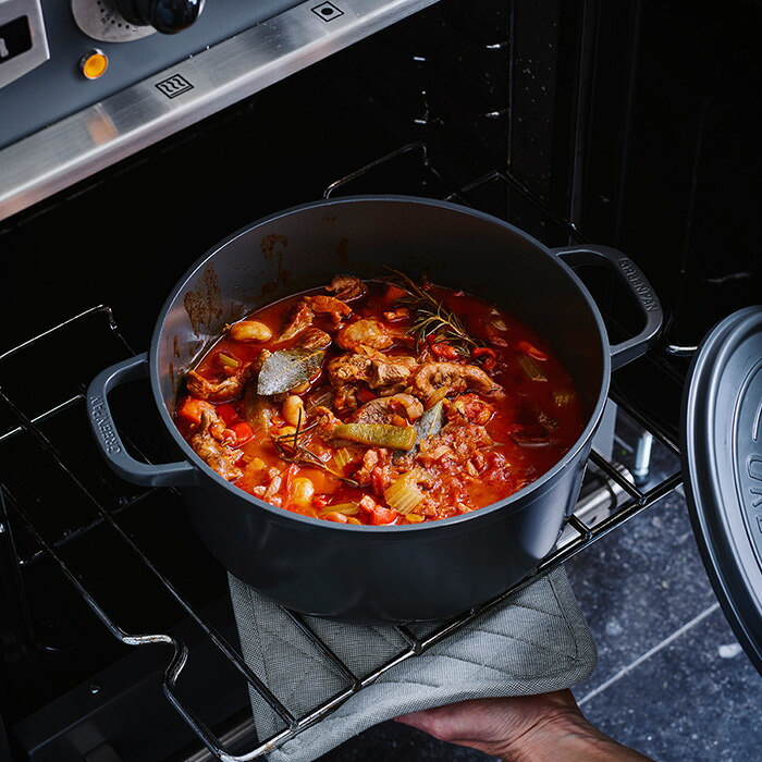 グリーンパン　フェザーウェイト　ココットラウンド　22cm　ポットホルダー2個付　グレー　/　GREENPAN