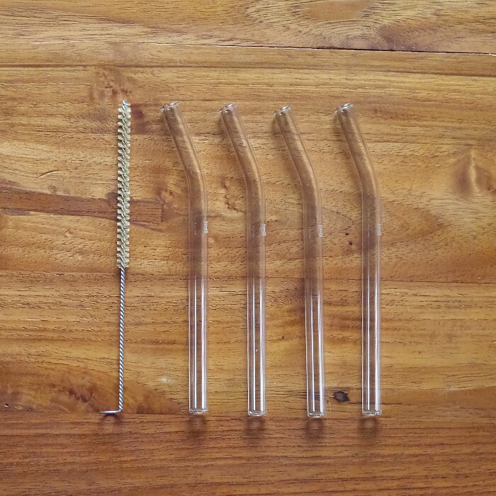 ハルム　ガラスストロー　カーブ　4本セット　15cm 　/　HALM