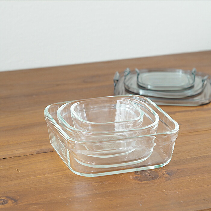 【5月より値上げ】イワキ　パック＆レンジ　クールグレー　角型3点セット　/　iwaki