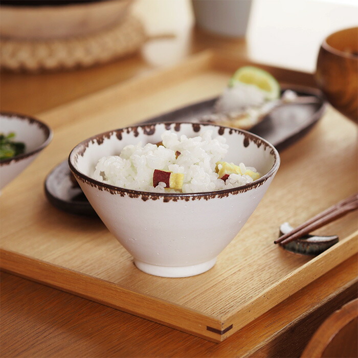 飯高幸作　飯碗 　大　白フチ茶 　/　 kousha ceramic works