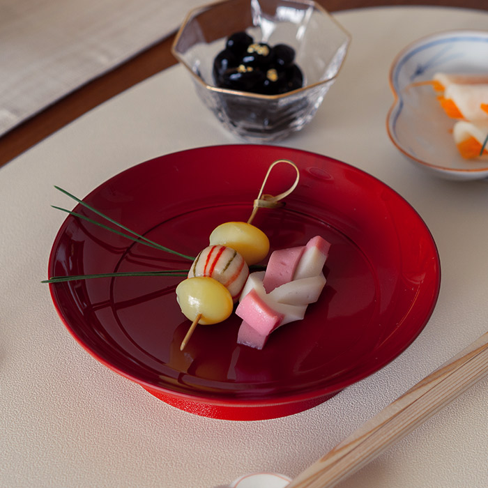 椿皿　4.5寸　赤【CP】