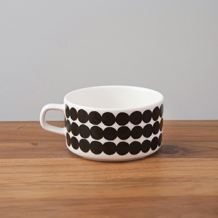 マリメッコ　ティーカップ　250ml　シイルトラプータルハ　ブラック　/　marimekko　Siirtolapuutarha