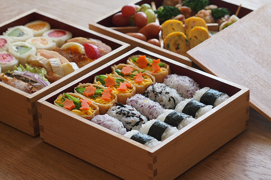 松屋漆器店 白木 6寸三段重 内朱