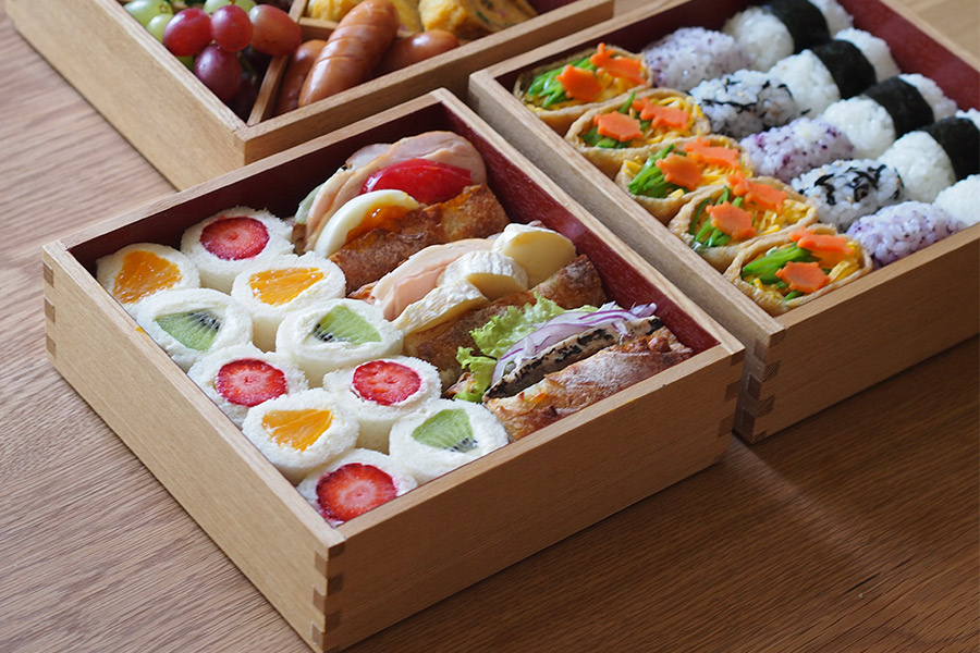 松屋漆器店 白木 6寸三段重 内朱