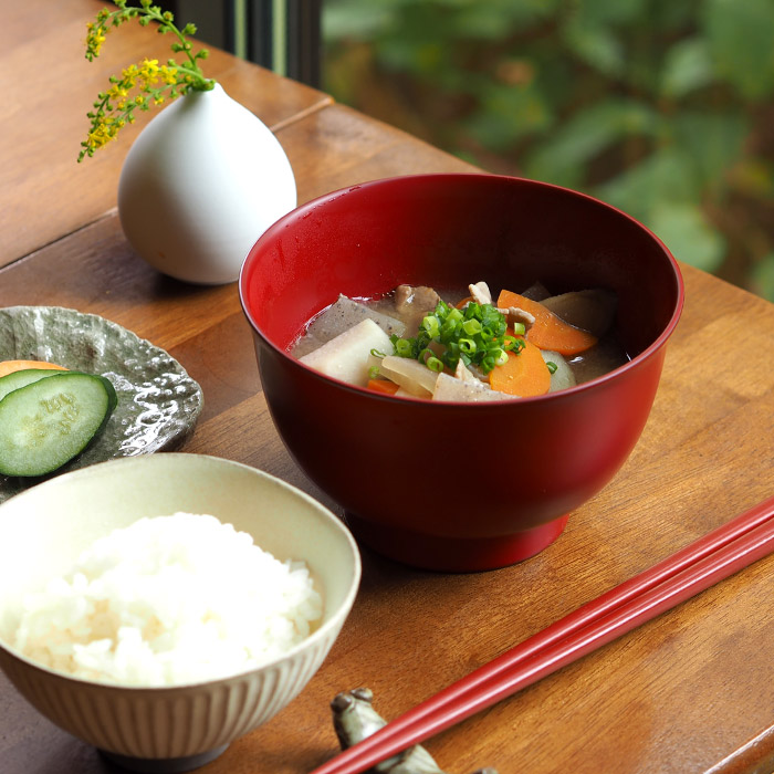 漆琳堂　越前硬漆　朝倉椀　4.5寸　朱
