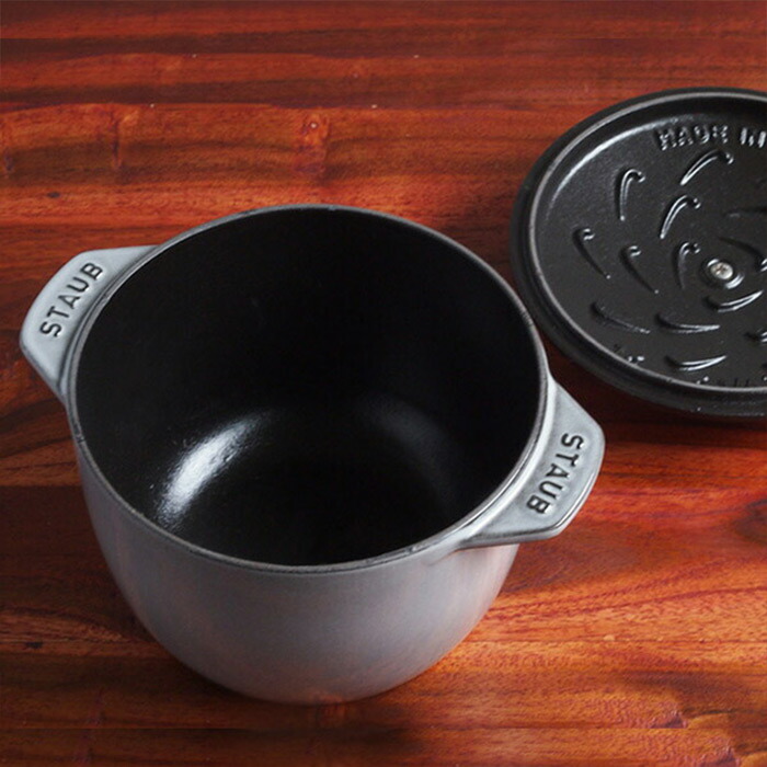 ストウブ　ラ　ココット　デ　ゴハン　M　16cm　グレー　/　staub【25BF】