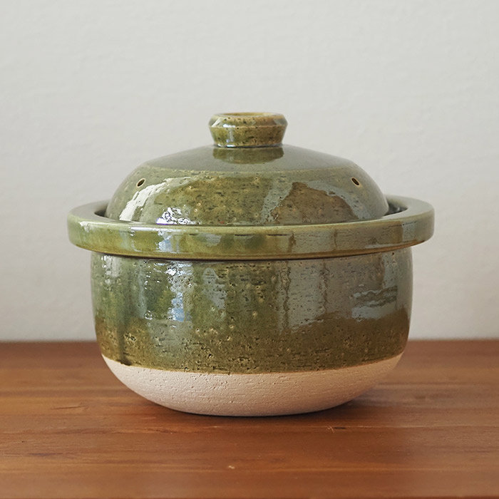 庄左エ門窯　米炊き土鍋　シンプル　五合　抹茶