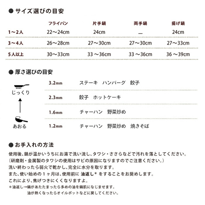 【公式】IH対応　山田工業所　鉄打出【丸柄フライパン】 （3.2mm） 28cm 空焚き済み