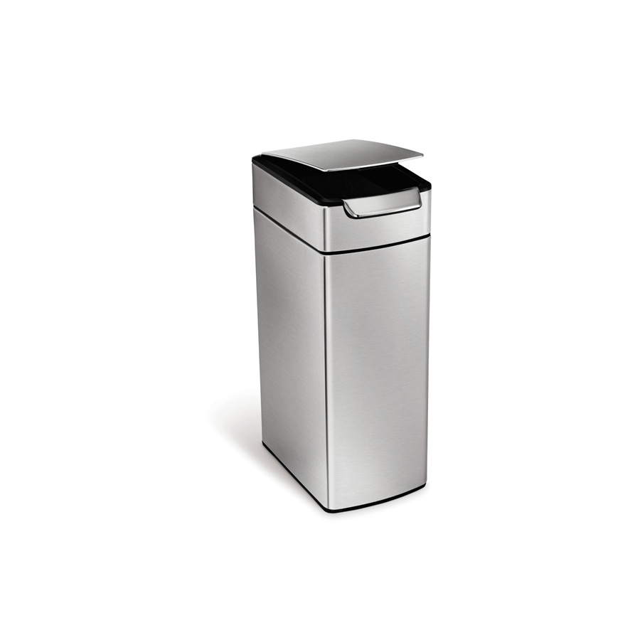 【同梱不可】simplehuman　シンプルヒューマン　タッチバーダストボックス　スリム　ステンレス　40L　ツヤ消し　レクタンギュラー　/　simplehuman　※