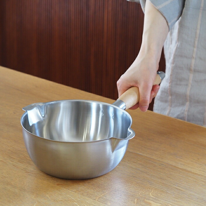 ヨシカワ　アイカタ　両口ステンレス雪平鍋18cm　/　aikata