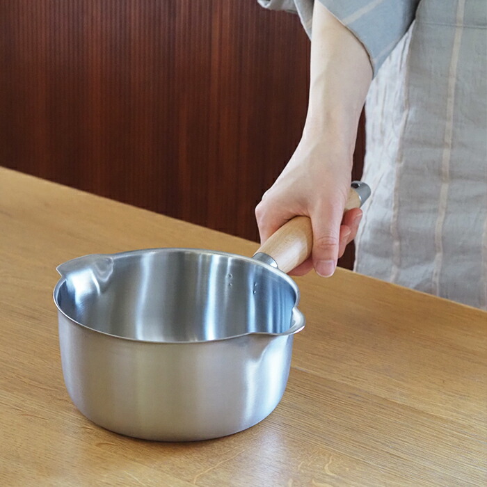 ヨシカワ　アイカタ　両口ステンレスミルクパン16cm　/　aikata