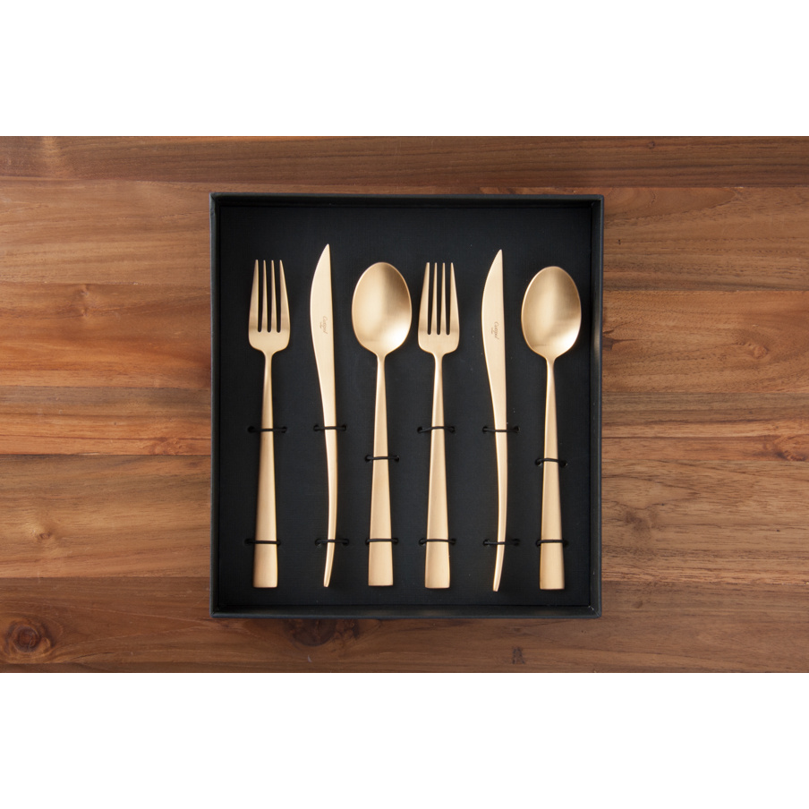 クチポール デュナ・ゴールド ディナーセット 6PCS (箱入り) / Cutipol DUNA-GoldBrushed ※