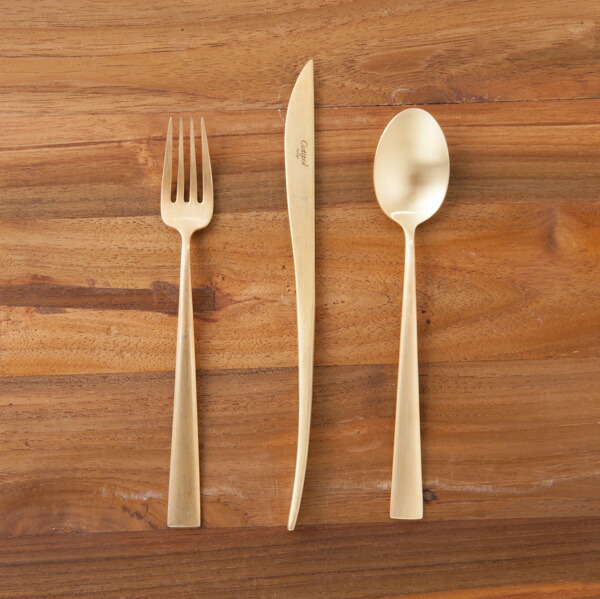 ■クチポール デュナ・ゴールド デザートセット 3PCS (箱なし) / Cutipol DUNA-GoldBrushed