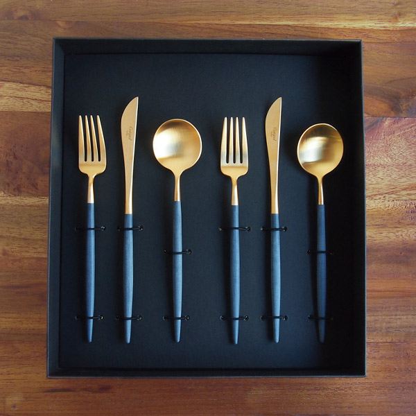 クチポール ゴア・ブルー マットゴールド デザートセット 6PCS / Cutipol GOA-BlueMattGold