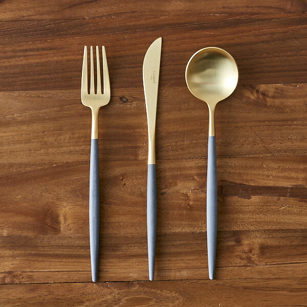 【正規品】■クチポール　ゴア・グレー　マットゴールド　ディナーセット　　3PCS　（箱なし）　/　Cutipol　GOA-GrayMattGold