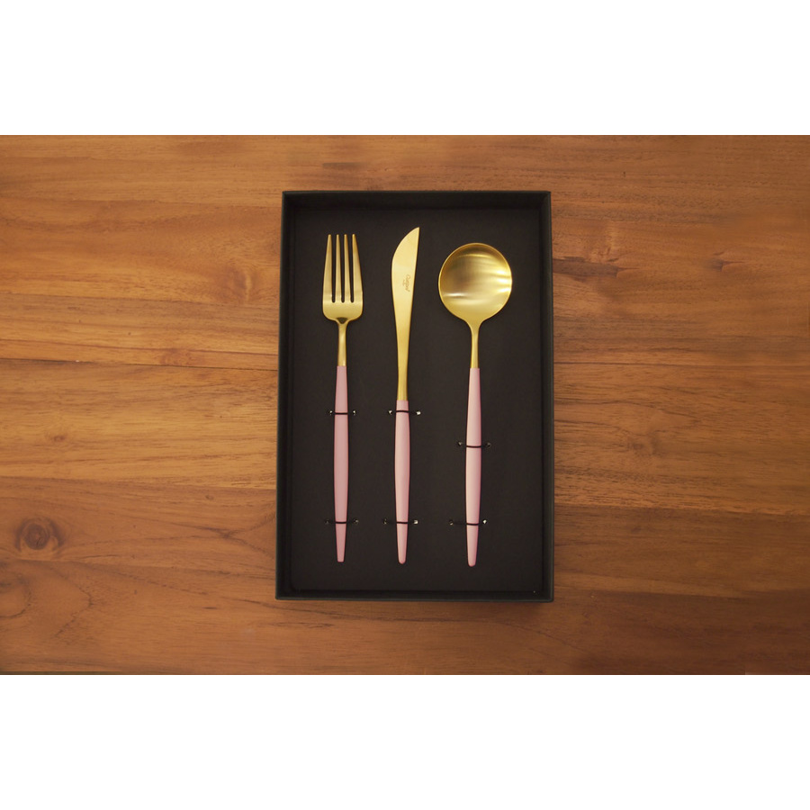 クチポール ゴア・ピンク マットゴールド ディナーセット 3PCS / Cutipol GOA-Pink