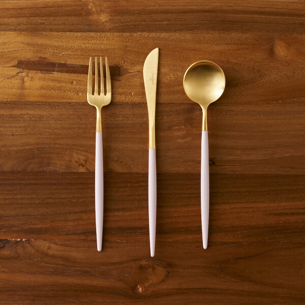 ■クチポール ゴア・ピンク マットゴールド デザートセット 3PCS (箱なし) / Cutipol GOA-PinkMattGold