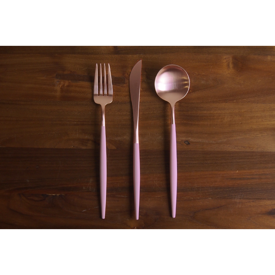 ■クチポール ゴア・ピンク マットローズゴールド ディナーセット 3PCS (箱なし) / Cutipol GOA-PinkMattRoseGold