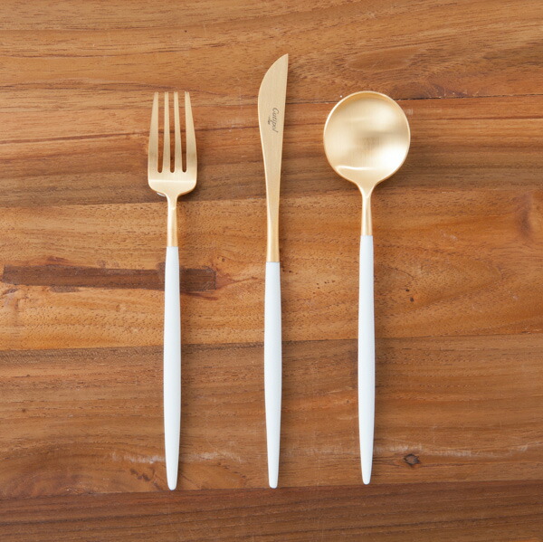 【23Wセール】【正規品】■クチポール ゴア・ホワイト ゴールド デザートセット 3PCS (箱なし) / Cutipol GOA-White