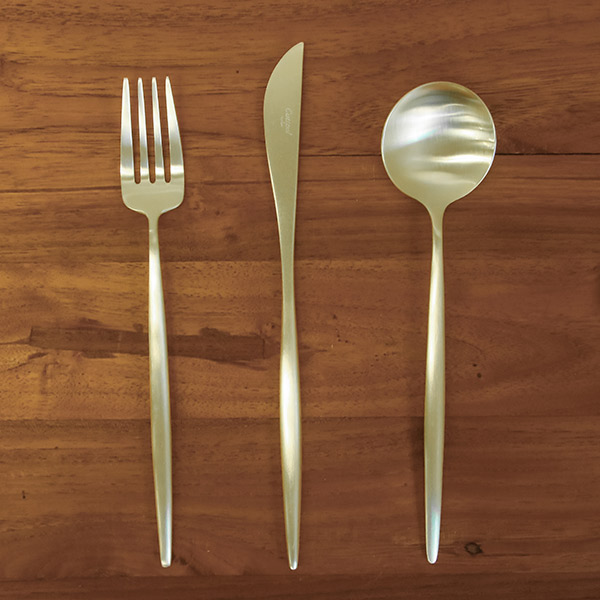 ■クチポール ムーン・シャンパンゴールド ディナーセット 3PCS (箱なし) / Cutipol MOON-ChampagneGold ※