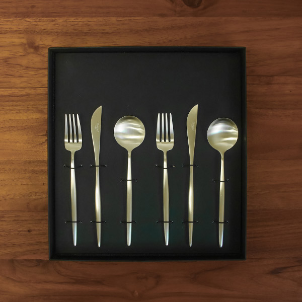 クチポール ムーン・シャンパンゴールド デザートセット 6PCS / Cutipol MOON-ChampagneGold