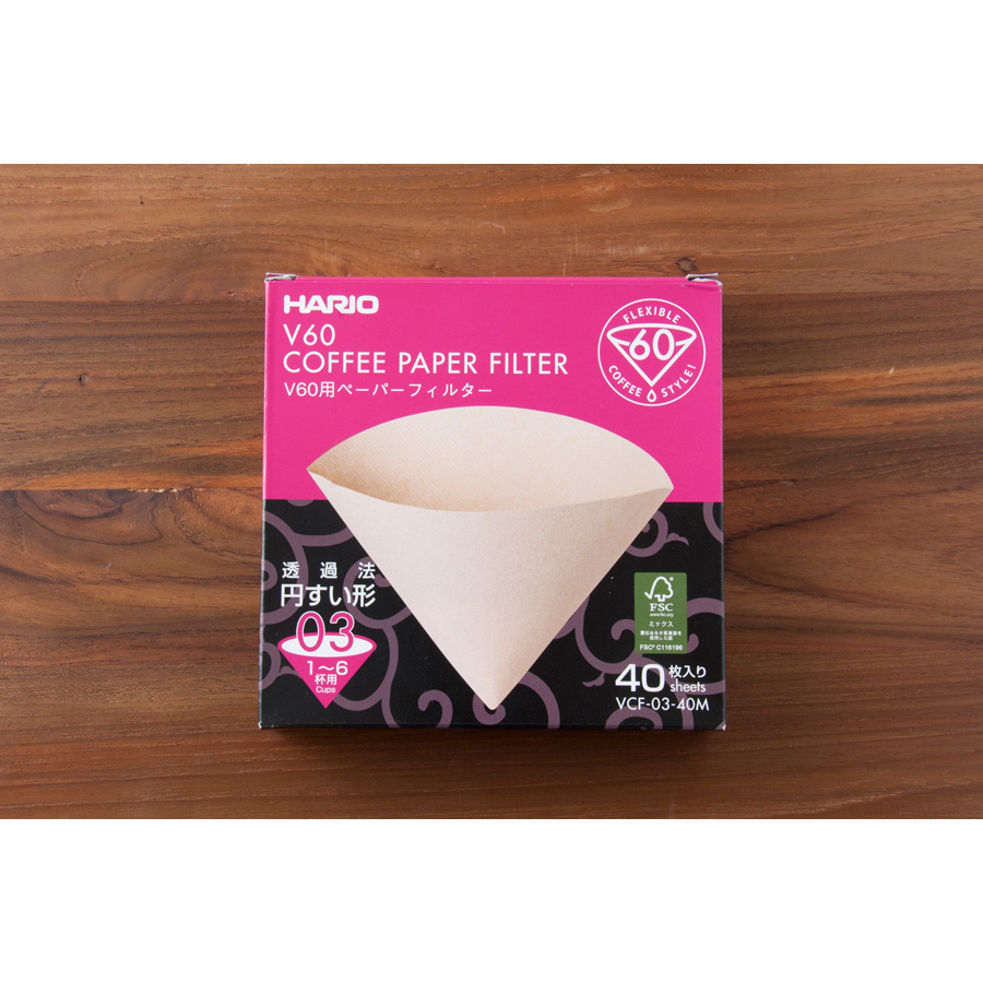 ハリオ V60用ペーパーフィルター みさらし40枚入 1-6杯用 / HARIO