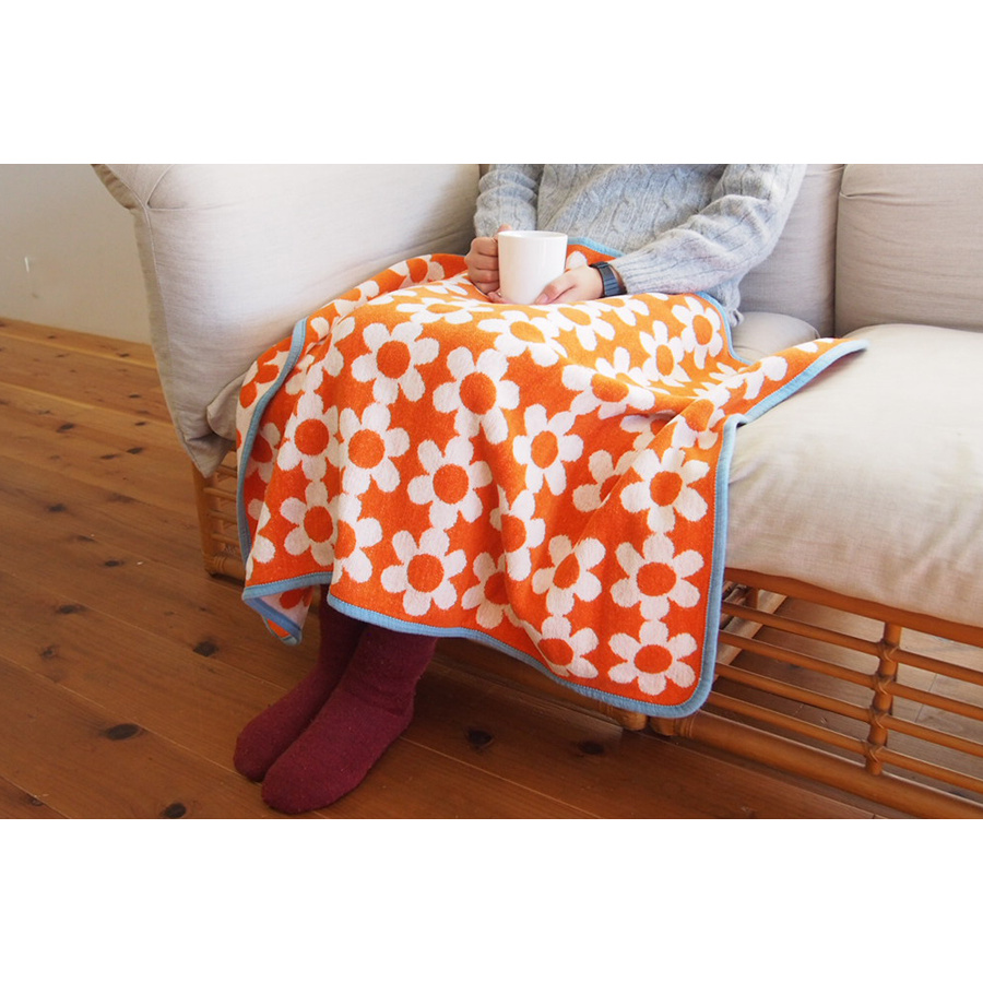 クリッパン コットンブランケット FLOWER POWER ORANGE 70×90cm / KLIPPAN