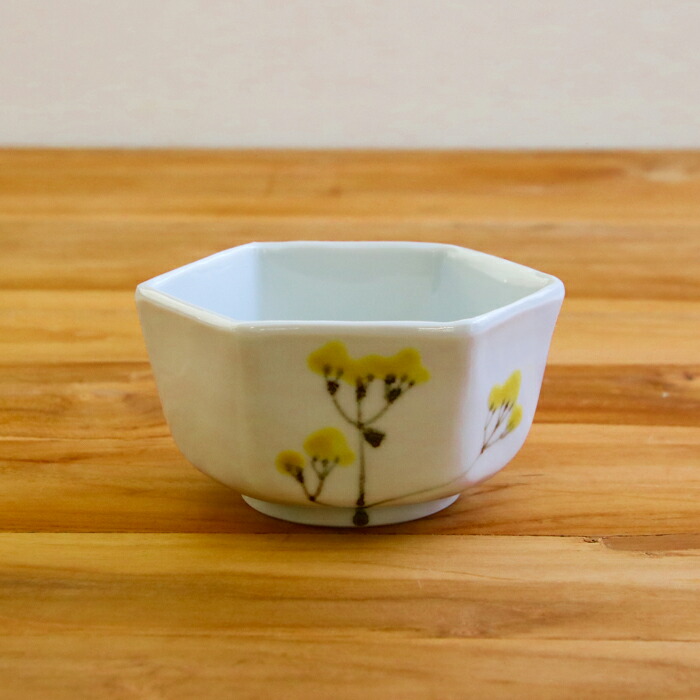 九谷青窯 高祥吾 色絵女郎花 六角小鉢 | 食器と料理道具の専門店「プロ 