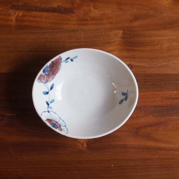 九谷青窯　高原真由美　色絵ビオラ　楕円鉢