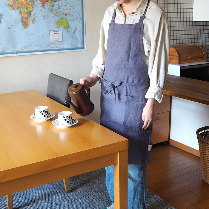 【プロキッチン別注】リネンテイルズ デイリーエプロン ダークグレー / LINEN TALES