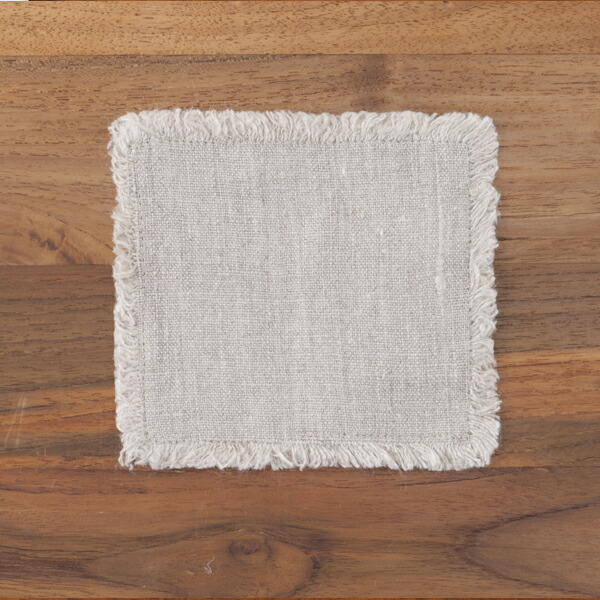 リネンテイルズ ヴィンテージコレクション フリンジ コースター ナチュラル 10×10 / Linen Tales