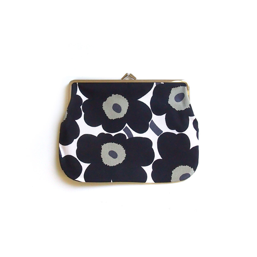 マリメッコ がま口ポーチ 20×14cm ミニ・ウニッコ ブラック / marimekko Mini-Unikko