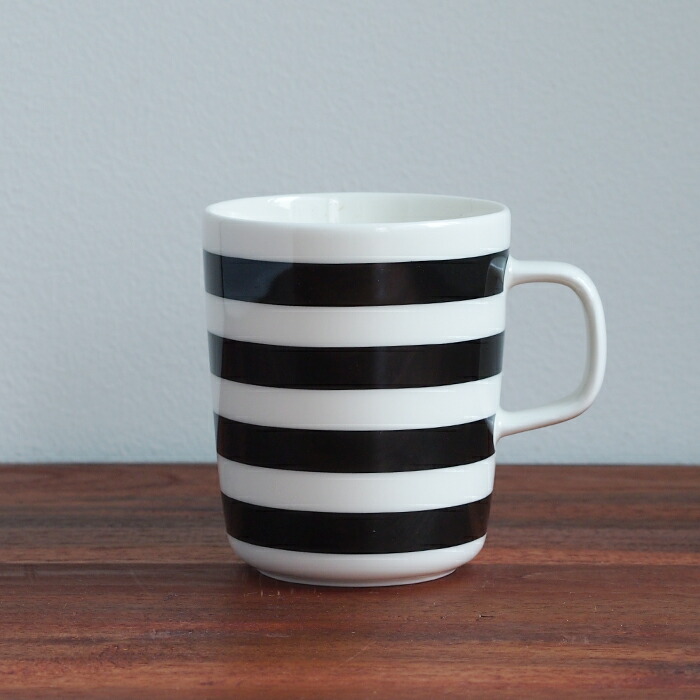 マリメッコ マグカップ 250ml タサライタ ブラック / marimekko Tasaraita ※