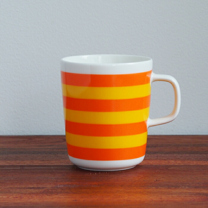 マリメッコ マグカップ 250ml タサライタ オレンジ / marimekko Tasaraita ※