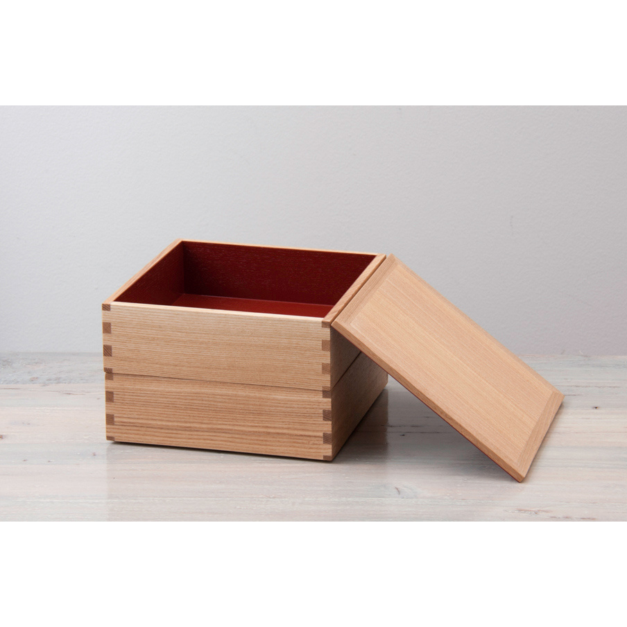 松屋漆器店 白木 6寸二段重 内朱